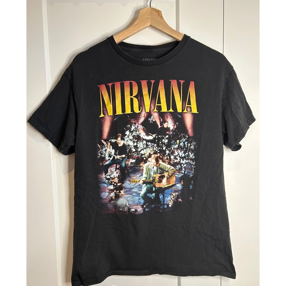 Nirvana Unplugged In New York Graphic T-Shirt Black Cotton Size M Mens Womens
